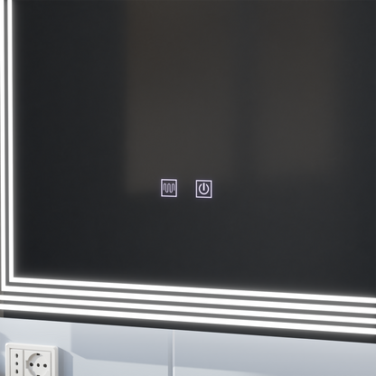 Miroir LED rectangulaire, 60x80cm, ADIS Touch, système anti-buée, intensité variable