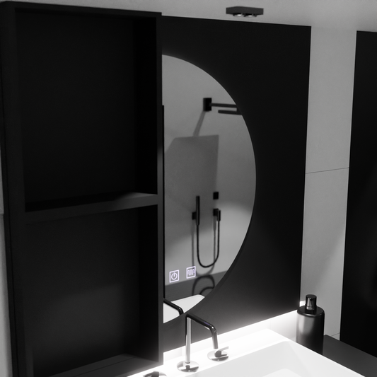 Miroir LED demi-lune 50x100cm, Arched Touch, Système anti-buée, Intensité variable