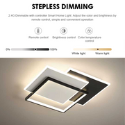 Lustre LED avec télécommande CHIARA 98W, 3 Carrés, Lumière Froid/Chaud/Neutre, Dimmable, Noir