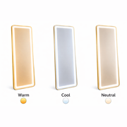 Miroir LED rectangulaire, cadre doré, 50x160cm, intensité variable, lumière froide/chaude/neutre, Dressing Couture