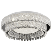 Lustre LED avec télécommande, LLC153/500CH, cristal et métal, 59 W, 1 cercle, intensité variable, hauteur réglable, lumière froide/chaude/neutre, éclairage luxueux
