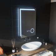 Miroir LED rectangulaire, 60x80cm, Linea Touch, système anti-buée, intensité variable