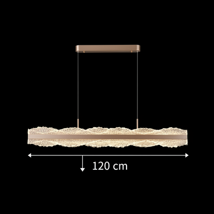 Lustre LED suspendu avec télécommande NIVALIS 55W, Longueur 120cm, Lumière Froide/Chaude/Neutre, Dimmable, Hauteur Réglable, Doré