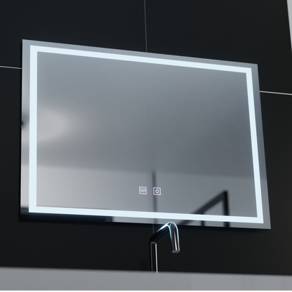 Miroir LED rectangulaire, 70x50cm, RADIANTE Touch, Système anti-buée, Gradable