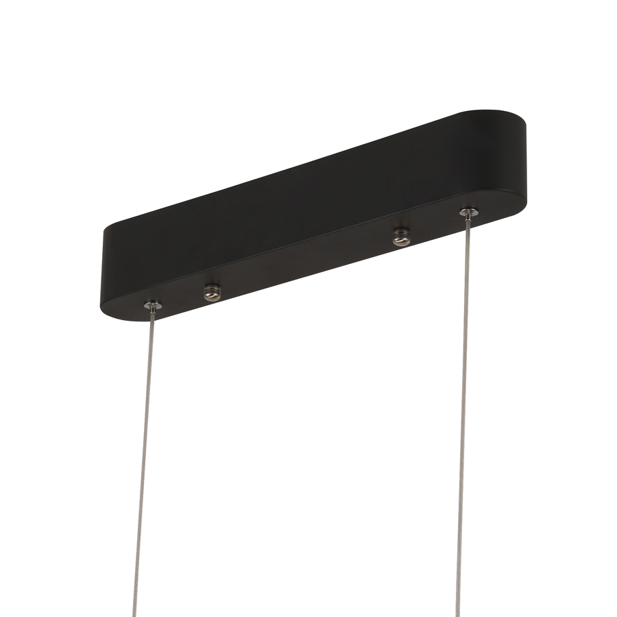 Lustre LED suspendu avec télécommande ISOTTA 105W, Lumière Froid/Chaud/Neutre 3000K/4000K/6000K, Dimmable, Hauteur réglable, Noir et Argent, Métal et Cristal