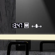 Miroir LED rectangulaire, 80x60 cm, Definition MotionGlow Marcello, système anti-buée, horloge et thermomètre, loupe cosmétique, intensité variable