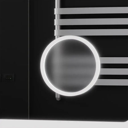 Miroir LED rectangulaire, 120x80 cm, Souverain MotionGlow Marcello, système anti-buée, horloge et thermomètre, loupe cosmétique, intensité variable