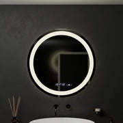 Miroir LED rond, 60 cm, Celeste MotionGlow Marcello, système anti-buée, horloge et thermomètre, intensité variable, lumière froide neutre et chaude 3000K/4000K/6000K