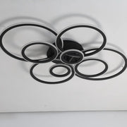 Lustre LED avec télécommande BETTY 130W, 8 Cercles, Lumière Froide/Chaude/Neutre, Dimmable, Noir