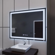 Miroir LED rectangulaire, 100x75cm, Verite MotionGlow Marcello, système anti-buée, horloge et thermomètre, intensité variable