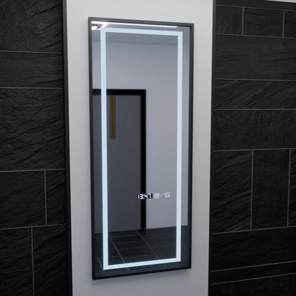 Miroir LED rectangulaire, 60x150cm, Capteur Radar Bianca Marcello, Système Antibuée, Horloge & Thermomètre, Dimabila, Dressing Couture