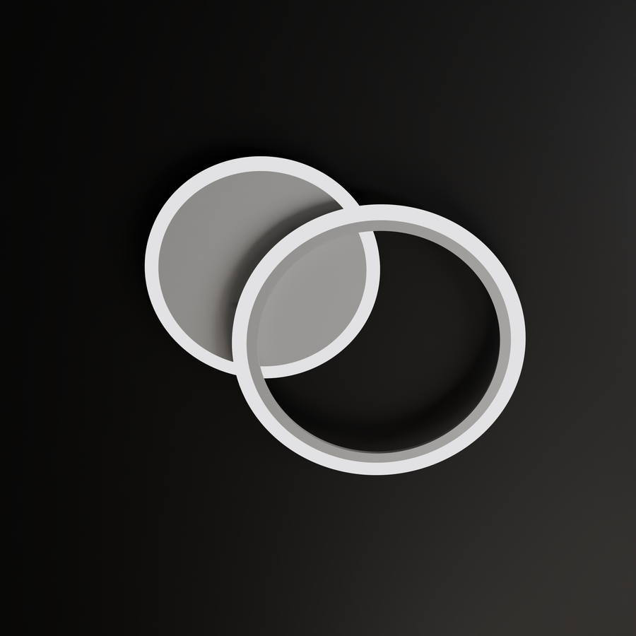 Lustre LED avec télécommande LUCY 40W, 2 Cercles, Lumière Froide/Chaude/Neutre, Dimmable, Blanc