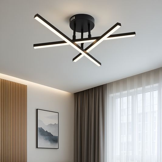 Lustre LED avec télécommande 41W, 3 éléments, Linéaire, Lumière Froide/Chaude/Neutre, Dimmable, Noir