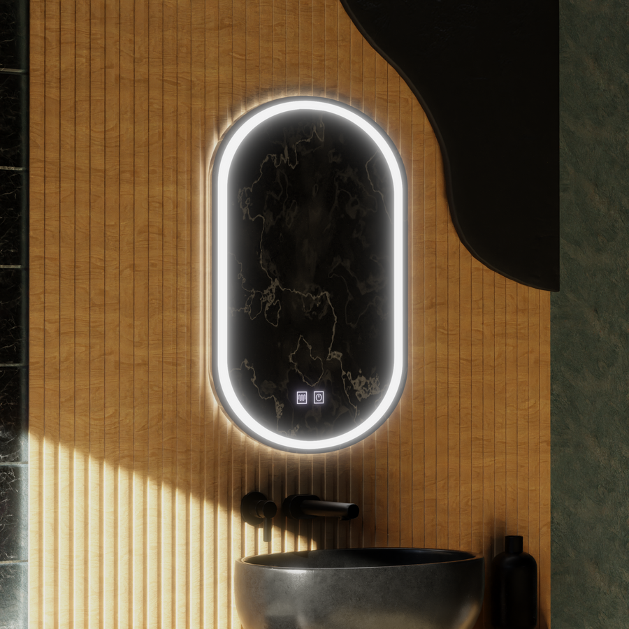 Miroir LED ovale, 45x65cm, Velara Touch, système anti-buée, intensité variable