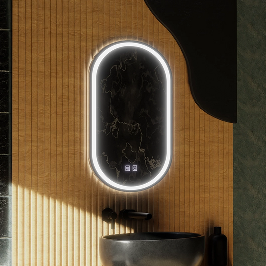 Miroir LED ovale, 45x65cm, Velara Touch, système anti-buée, intensité variable