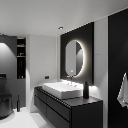 Miroir LED Semiluna 54x60, Arcana Touch, système anti-buée, variable