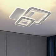 Lustre LED SQUARE 57W, 3 Carrés, Lumière Froid/Chaud/Neutre, Blanc