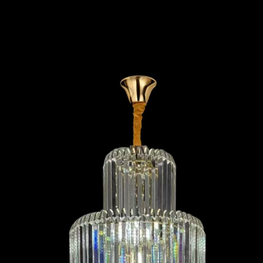 Lustre en cristal CC8043/600H1800GD, diamètre 60 cm, hauteur 1800 cm, or brillant, hauteur réglable, design élégant