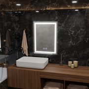 Miroir LED rectangulaire, 60x80cm, RADIANTE Touch, Système anti-buée, Gradable