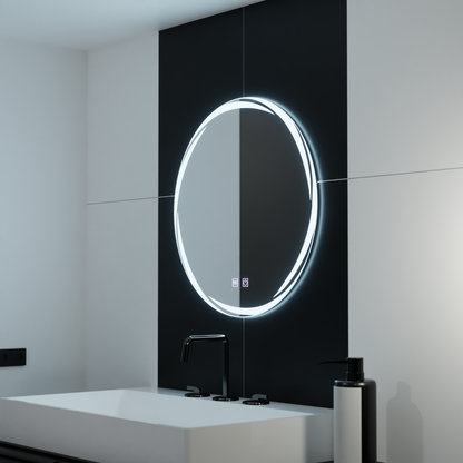 Miroir rond LED 60 cm, Spirallus Touch, système anti-buée, intensité variable