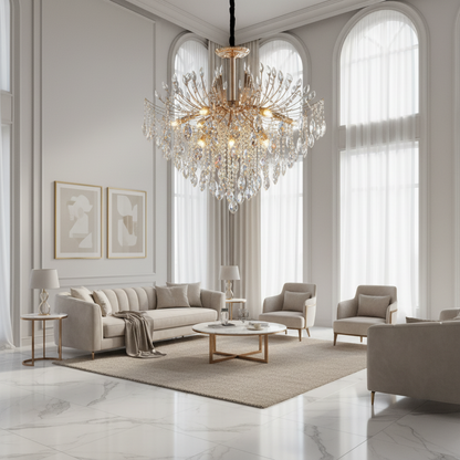 Lustre en cristal CC9313/12FGD, 12x E14, diamètre 50 cm, doré