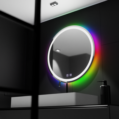 Miroir LED rond 60 cm, Spectrum Touch, RVB, système anti-buée