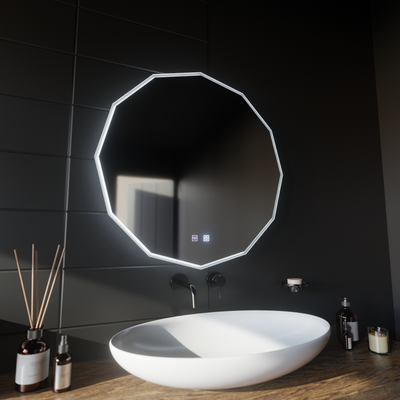 Miroir LED rond, 60 cm, VIVO Touch, système anti-buée, intensité variable