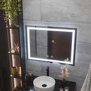 Miroir LED rectangulaire, 80x60cm, RADIANTE Touch, Système anti-buée, Gradable
