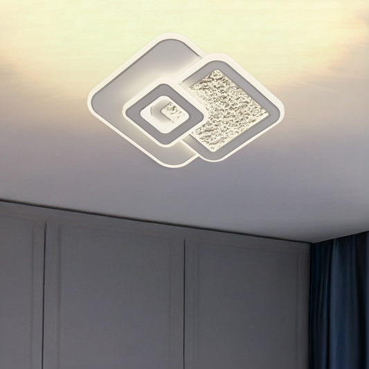 Lustre LED KOMPACTO 56W, 3 Carrés, Lumière Froid/Chaud/Neutre, Blanc