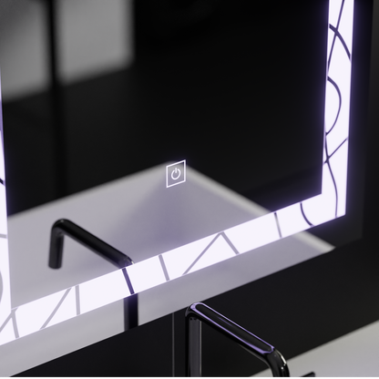 Miroir LED rectangulaire, 60x80cm, Deco Frame Basic Touch