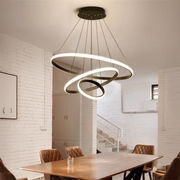 Lustre suspendu LED RICCI 48W, 3 Cercles, Lumière Froid/Chaud/Neutre, Noir, Hauteur réglable