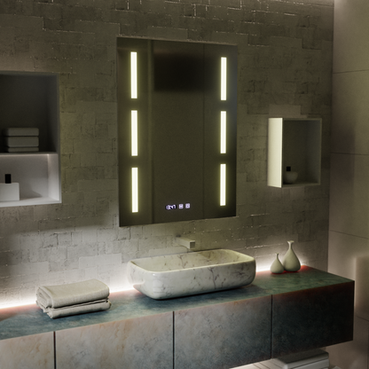 Miroir LED Touch Erich S86/60X80 Système anti-buée, horloge et température 60x80 cm