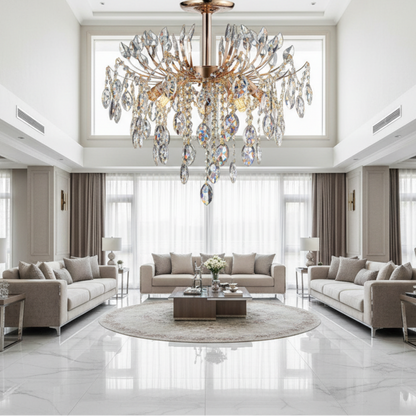 Lustre en cristal PALERMO Eleganza 5xE14, diamètre 50cm, doré