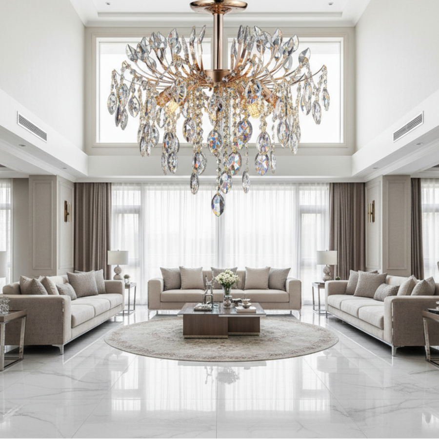 Lustre en cristal PALERMO Eleganza 5xE14, diamètre 50cm, doré