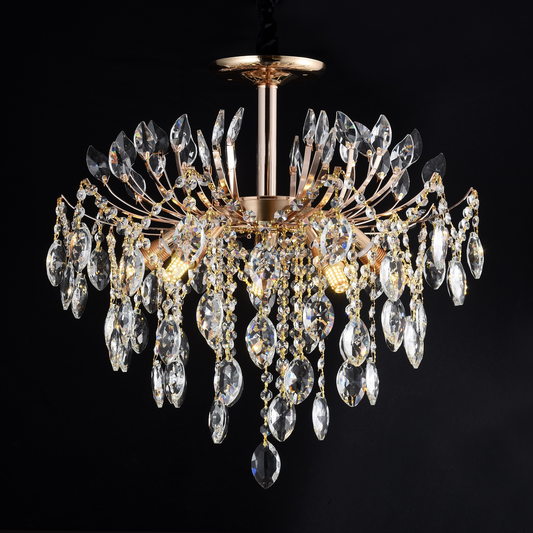 Lustre en cristal PALERMO Elegance 5xE14, diamètre 49cm, doré
