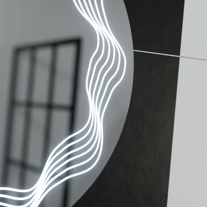 Miroir rond LED 60 cm, Flusso Touch, système anti-buée, intensité variable
