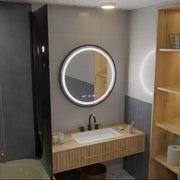 Miroir rond LED, 60 cm, Celeste Majeste Noir Eleve MotionGlow Marcello, système anti-buée, horloge et thermomètre, intensité variable
