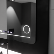 Miroir LED rectangulaire, 80x60 cm, Harmonie MotionGlow Marcello, système anti-buée, thermomètre et horloge, loupe cosmétique, intensité variable