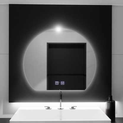 Miroir LED demi-lune, 60x54, Soluna Touch, Système anti-buée, Gradable