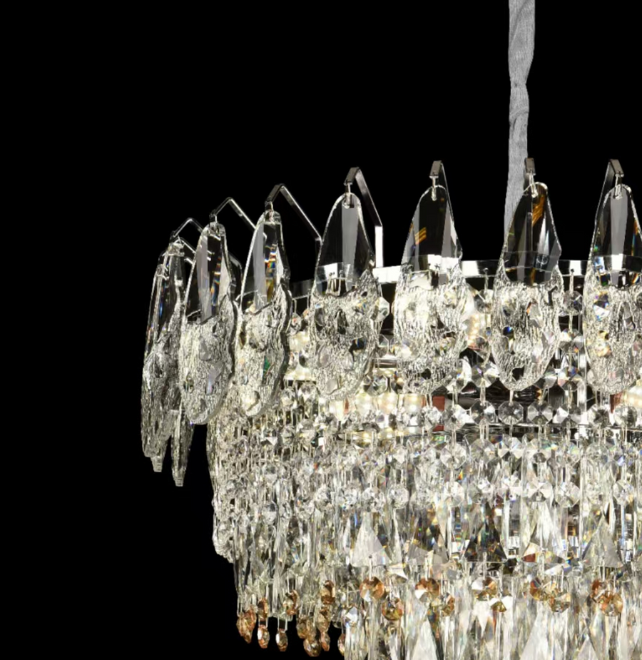 Lustre en cristal CC6687/500CR 9x E14, diamètre 49 cm, chrome brillant, hauteur réglable