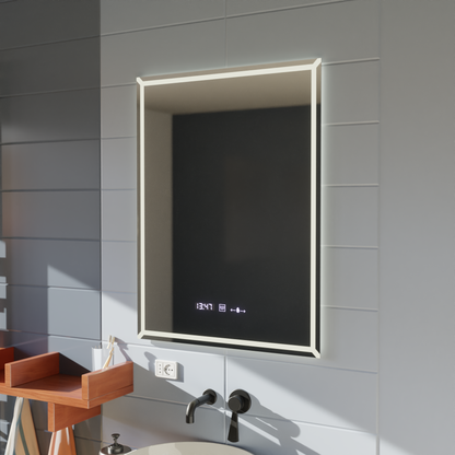 Miroir LED rectangulaire, 60x80cm, VillayTouch Marcello, système anti-buée, intensité variable