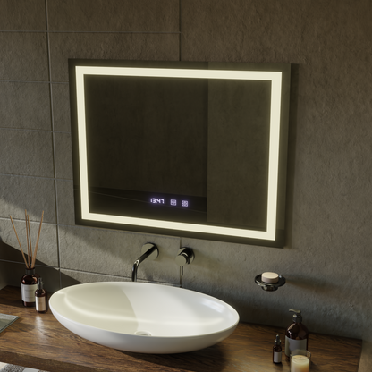 Miroir LED tactile MODENA système de désembuage, horloge et température 80x60 cm miroirs Korman S titre par défaut Alessandro Design