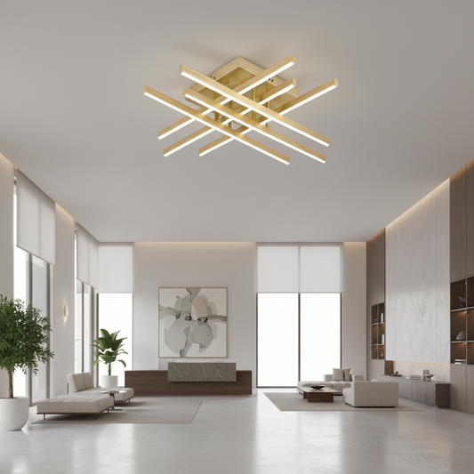 Lustre LED avec télécommande LINEX, 81W, lumière 3000K/4000K/6000K, variable, doré