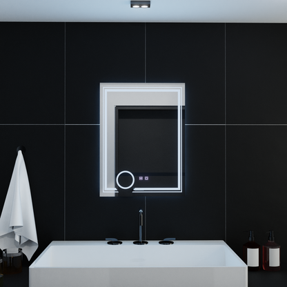 Miroir LED rectangulaire, 60x80cm, CANTO Touch, système anti-buée, intensité variable