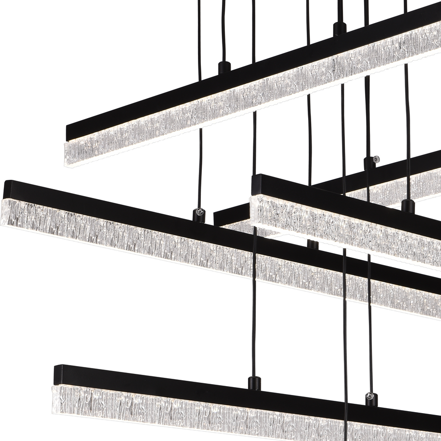 Lustre LED suspendu en acrylique LT181/6BK, 82W, lumière 3000/4000/6000K, noir, hauteur réglable