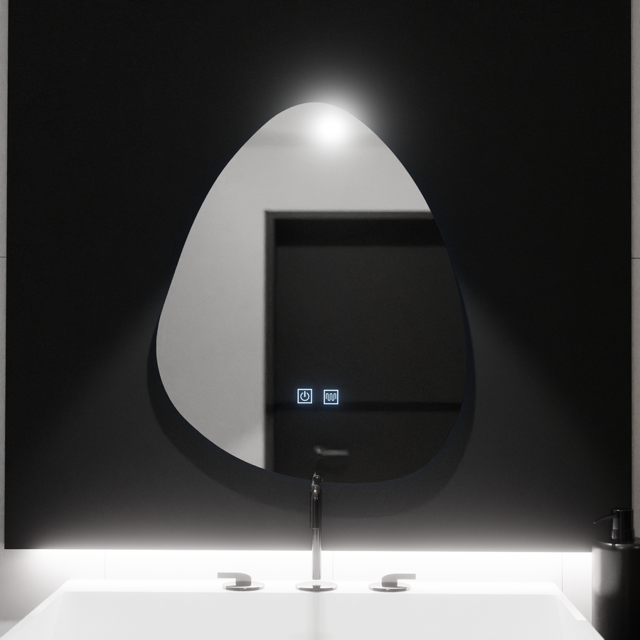 Miroir LED organique 80x60cm, Fluido Touch, Système anti-buée, Gradable