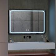 Miroir LED rectangulaire 100x65cm Système anti-buée EDGE Touch, Cadre Noir