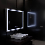 Miroir LED rectangulaire, 120x80 cm, Verite Imperial Silver Motion Glow Marcello, système anti-buée, horloge et thermomètre, intensité variable