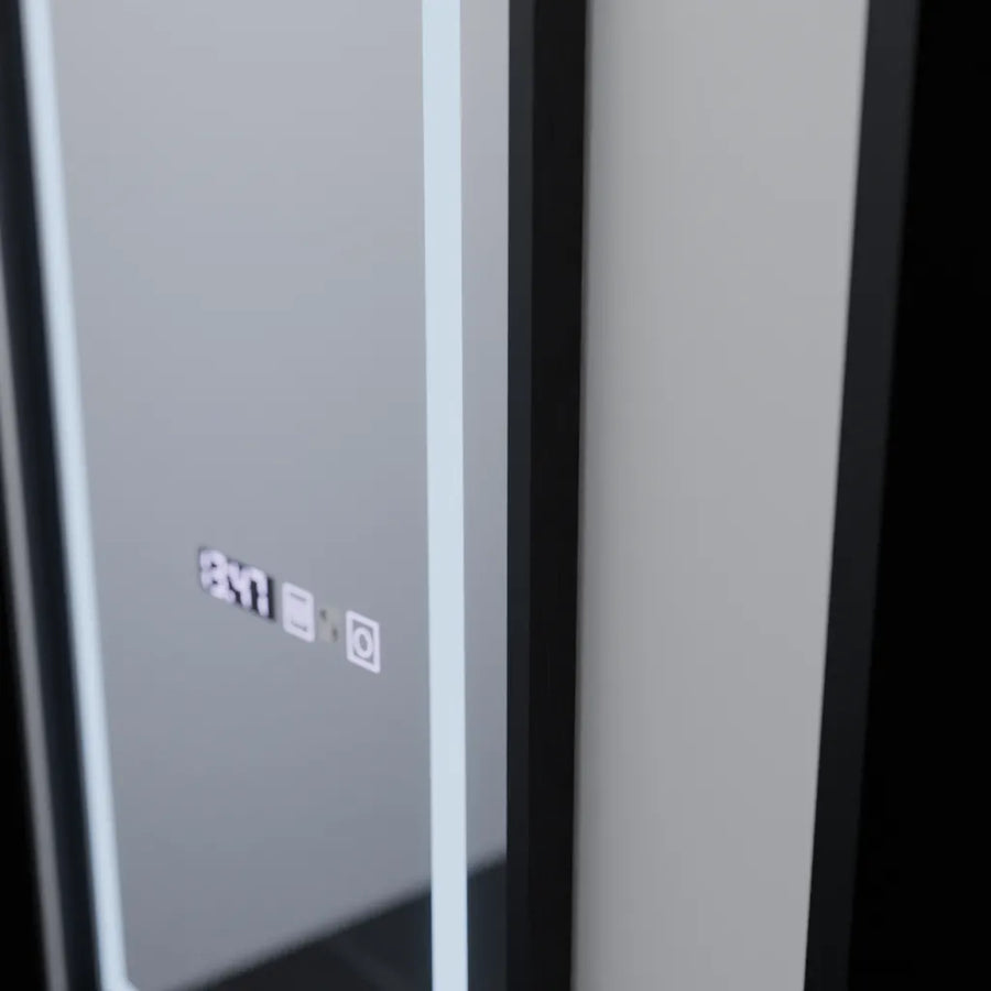 Miroir LED rectangulaire, 60x150cm, Capteur Radar Bianca Marcello, Système Antibuée, Horloge & Thermomètre, Dimabila, Dressing Couture