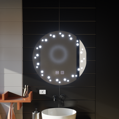 Miroir LED Touch Ivory, système anti-buée, diamètre 60 cm, lumière froide 6000K